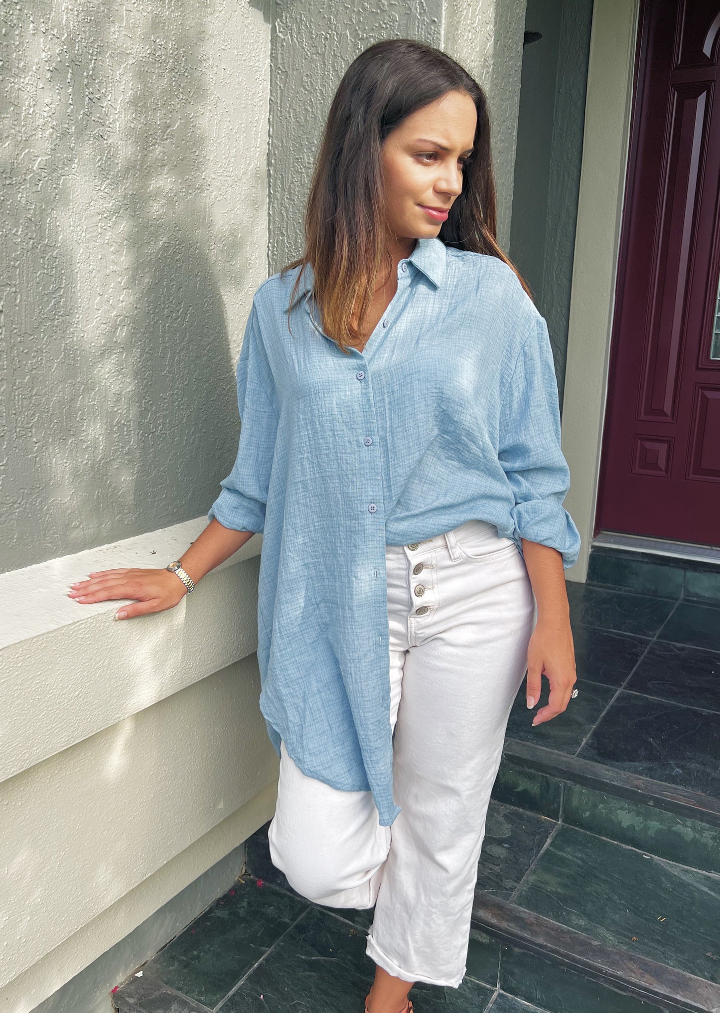 Adley Button Down- Blue